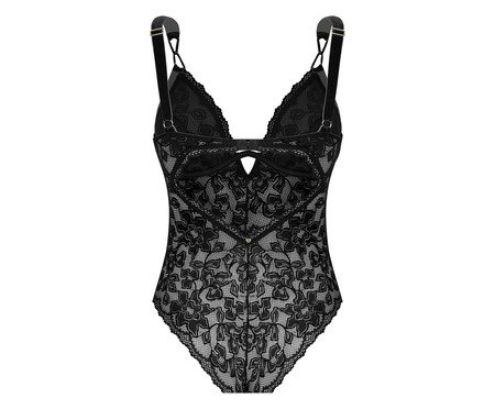 Body Com Aro Sem Bojo Em Renda E Veludo Preto | Westwing