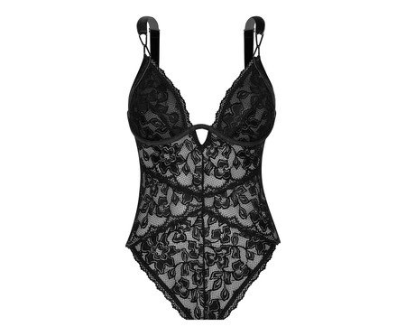 Body Com Aro Sem Bojo Em Renda E Veludo Preto | Westwing