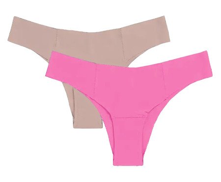 Kit Com 2 Calcinhas Biquíni Invisível Pink e Bege II | Westwing