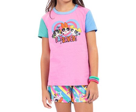 Pijama Manga Curta Infantil Meninas Superpoderosas Rosa | Westwing