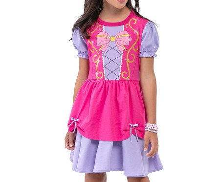 Camisola Manga Curta Princesa com Glitter Rosa | Westwing
