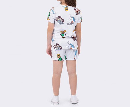 Pijama Manga Curta Infantil Loney Tunes Branco | Westwing