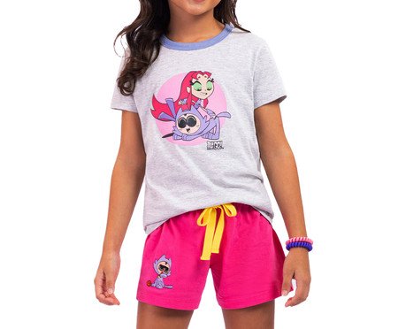 Pijama Manga Curta Infantil Jovens Titãs Mescla | Westwing