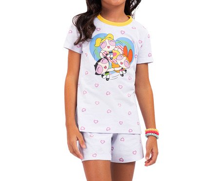 Pijama Manga Curta Infantil Meninas Superpoderosas Branco | Westwing