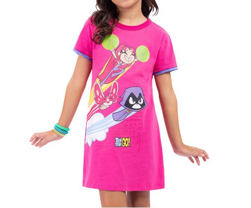 Camisola Manga Curta Infantil Jovens Titãs Fucsia, pink | WestwingNow