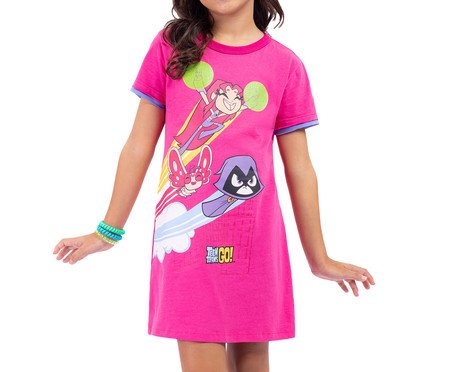 Camisola Manga Curta Infantil Jovens Titãs Fucsia | Westwing