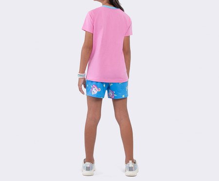 Pijama Manga Curta Unicórnio com Glitter Rosa | Westwing