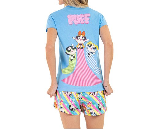 Pijama Manga Curta Meninas Superpoderosas Azul, blue | WestwingNow