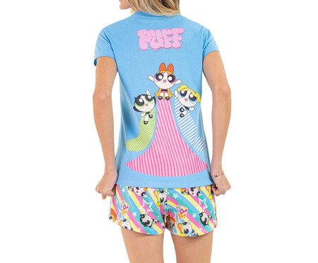 Pijama Manga Curta Meninas Superpoderosas Azul | Westwing