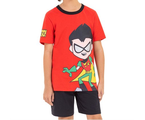 Pijama Manga Curta Infantil Masculino Jovens Titãs Vermelho, red | WestwingNow