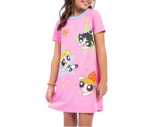 Camisola Manga Curta Infantil Meninas Superpoderosas Rosa, pink | WestwingNow