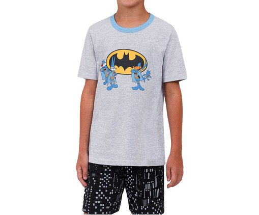 Pijama Manga Curta Infantil Loney Tunes Batman Mescla, grey | WestwingNow