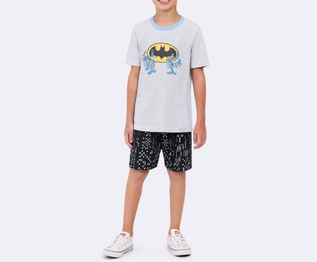 Pijama Manga Curta Infantil Loney Tunes Batman Mescla | Westwing