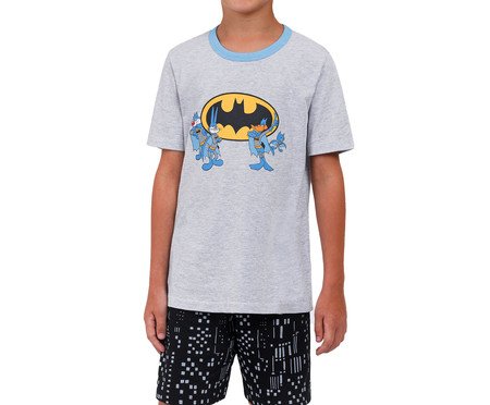 Pijama Manga Curta Infantil Loney Tunes Batman Mescla | Westwing