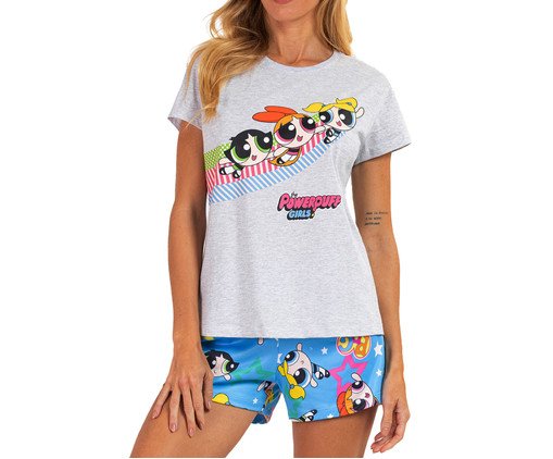 Pijama Manga Curta Meninas Superpoderosas Mescla, grey | WestwingNow