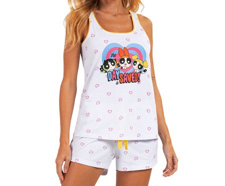 Pijama Regata Meninas Superpoderosas Day Saved Branco | Westwing