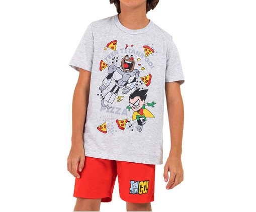 Pijama Manga Curta Infantil Masculino Robin Jovens Titãs Mescla, grey | WestwingNow