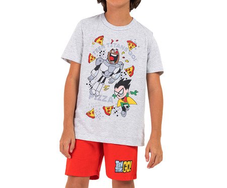 Pijama Manga Curta Infantil Masculino Robin Jovens Titãs Mescla | Westwing