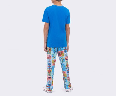 Pijama Manga Curta com Calça Masculino Infantil Loney Tunes Azul | Westwing
