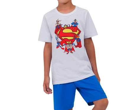 Pijama Manga Curta com Bermuda Masculino Infantil Mashups Branco | Westwing