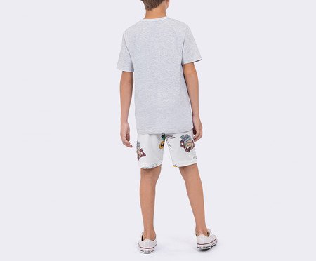 Pijama Manga Curta Infantil Masculino Perna Longa Mescla | Westwing