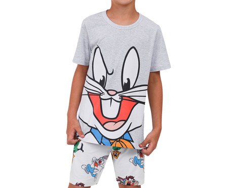 Pijama Manga Curta Infantil Masculino Perna Longa Mescla | Westwing