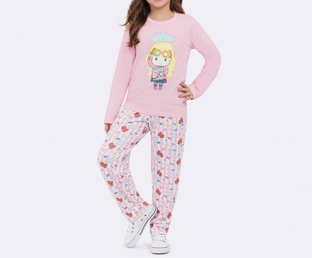 Pijama Manga Longa Infantil Luna Rosa | Westwing