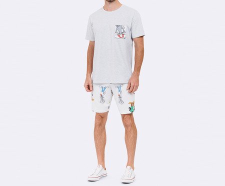 Pijama Manga Curta Masculino Loney Tunes Mescla | Westwing