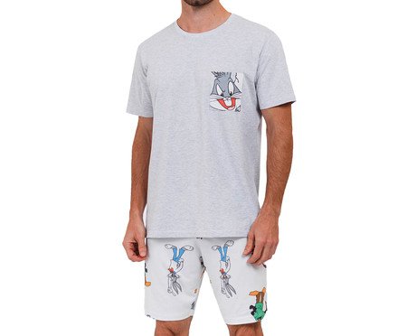 Pijama Manga Curta Masculino Loney Tunes Mescla | Westwing