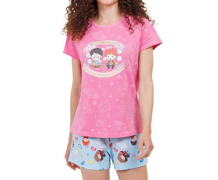 Pijama Manga Curta Harry Potter Hogsmeade Rosa | Westwing
