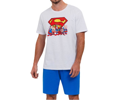 Pijama Manga Curta com Bermuda Masculino Mashups Branco, white | WestwingNow