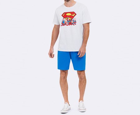 Pijama Manga Curta com Bermuda Masculino Mashups Branco | Westwing