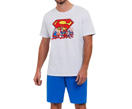 Pijama Manga Curta com Bermuda Masculino Mashups Branco | Westwing