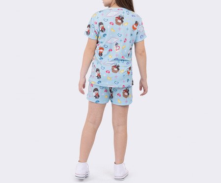 Pijama Manga Curta Infantil Harry Potter Azul | Westwing