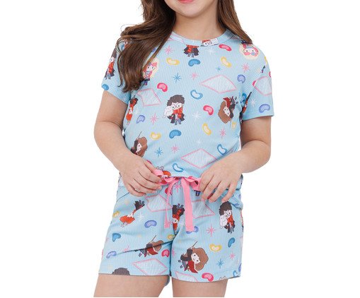 Pijama Manga Curta Infantil Harry Potter Azul, blue | WestwingNow
