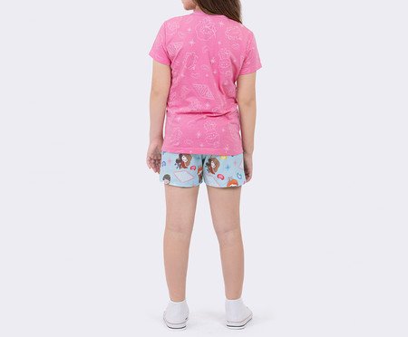 Pijama Manga Curta Infantil Harry Potter Hogsmeade Rosa | Westwing