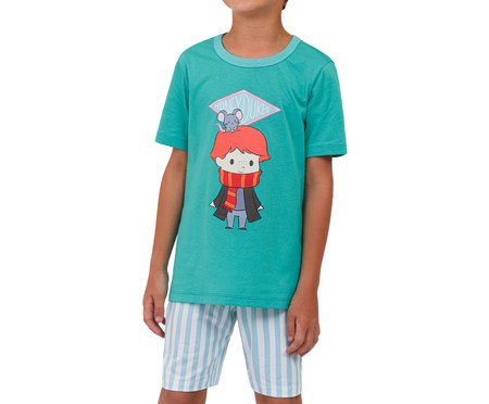Pijama Manga Curta Rony Weasley Verde | Westwing
