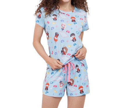 Pijama Manga Curta Harry Potter Azul | Westwing