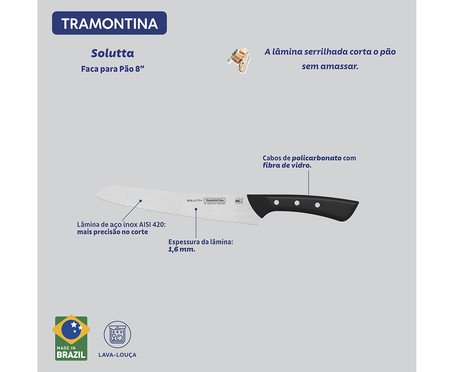 Faca para Pão em Inox Solutta | Westwing