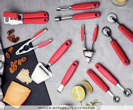 Espremedor de Alho em Inox Utilita Vermelho | Westwing