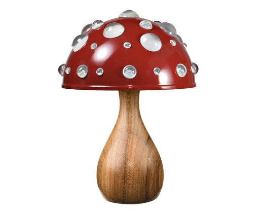 Luminária Cogumelo Vermelho Liso Brilhante e Freijó, red | WestwingNow