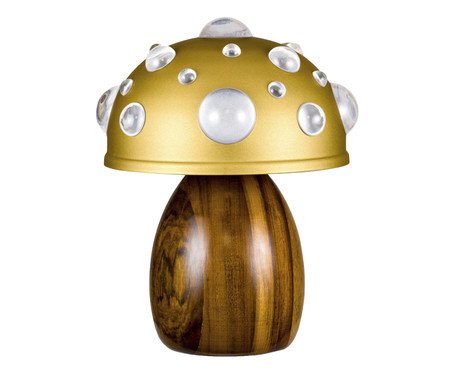Luminária Mini Cogumelo Dourado e Imbuia