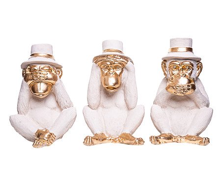 Escultura Macaco Cego, Surdo E Mudo Creme | Westwing