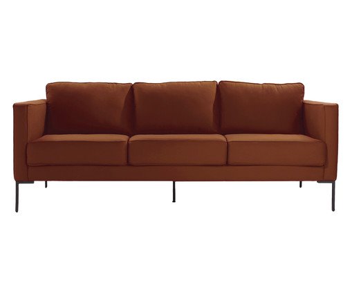 Sofá Ettore 3 Lugares em Tecido Telha, Terracotta | WestwingNow
