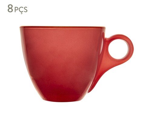 Jogo de Xícaras e Pires com Fio de Ouro Milky Rosa, Vermelho | WestwingNow