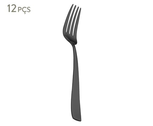 Jogo de Garfos de Sobremesa em Inox Pisa Preto, Preto | WestwingNow