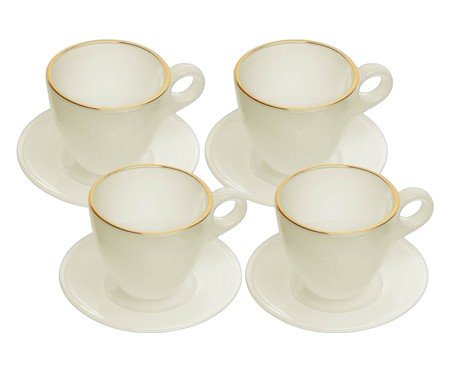 Jogo de Xícaras e Pires com Fio de Ouro Milky | Westwing