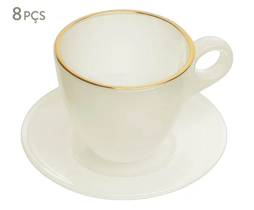 Jogo de Xícaras e Pires com Fio de Ouro Milky, Branco | WestwingNow