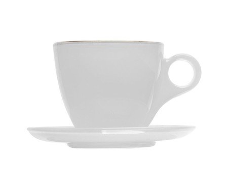 Jogo de Xícaras e Pires com Fio de Ouro Milky Branca | Westwing