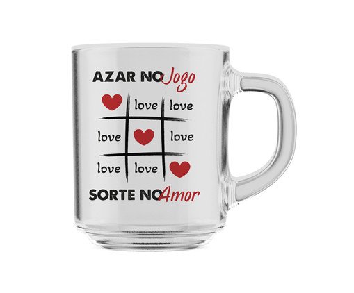 Caneca de Vidro Sorte no Amor, Transparente | WestwingNow
